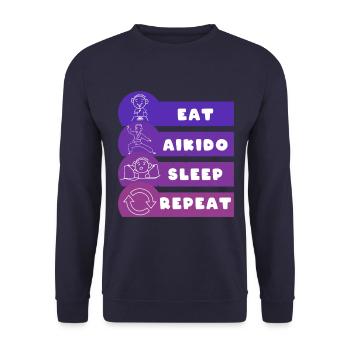 Manger Aikido Sommeil Répéter - Sweat-shirt Unisexe - marine - Devant - Alina (178cm) & Michal (187cm)
