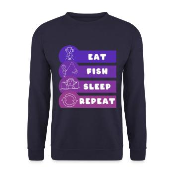 Eat Fish Sleep Repeat - Unisex Sweatshirt - navy - Front - Alina (178cm) & Michal (187cm)