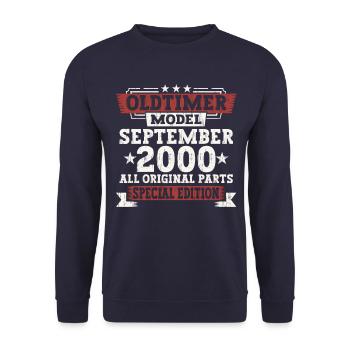 Oldtimer Septembre 2000 22ème cadeau d’anniversaire - Sweat-shirt Unisexe - marine - Devant - Alina (178cm) & Michal (187cm)