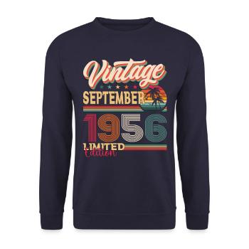 Septembre Né 1956 Cadeau du 66e anniversaire - Sweat-shirt Unisexe - marine - Devant - Alina (178cm) & Michal (187cm)