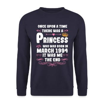 Il était une fois une princesse. Naissance en mars 1994 - Sweat-shirt Unisexe - marine - Devant - Alina (178cm) & Michal (187cm)