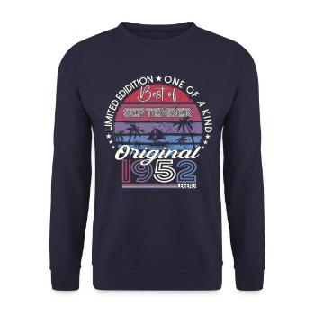 Original September Vintage 1952 Birthday Funny - Unisex Sweatshirt - navy - Front - Alina (178cm) & Michal (187cm)