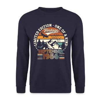 Septembre Né 1956 Cadeau du 66e anniversaire - Sweat-shirt Unisexe - marine - Devant - Alina (178cm) & Michal (187cm)