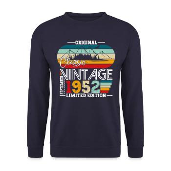 Original September Vintage 1952 Birthday Funny - Unisex Sweatshirt - navy - Front - Alina (178cm) & Michal (187cm)