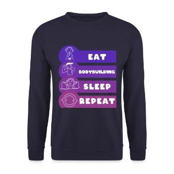 Manger Musculation Sommeil Répéter - Sweat-shirt Unisexe - marine - Devant - Alina (178cm) & Michal (187cm)