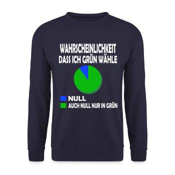 Wahrscheinlichkeit dass ich Grün wähle Null T-Shi - Unisex Pullover - Navy - Vorne - Alina (178cm) & Michal (187cm)