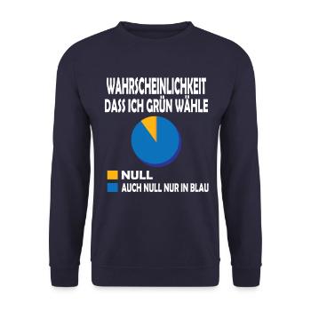Wahrscheinlichkeit dass ich Grün wähle Null T-Shi - Unisex Pullover - Navy - Vorne - Alina (178cm) & Michal (187cm)
