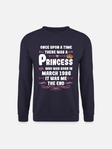 Es war einmal eine Prinzessin. März 1986 Geburtsta - Unisex Pullover - Navy