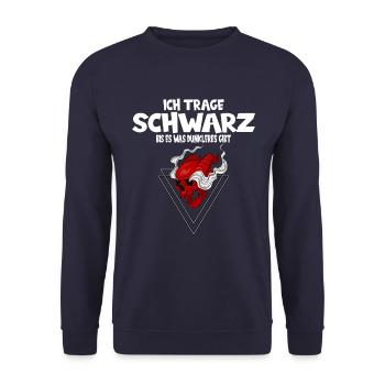 Ich trage schwarz bis es was dunkleres gibt - Unisex Pullover - Navy - Vorne - Alina (178cm) & Michal (187cm)