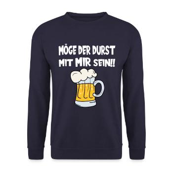 Möge der Durst mit mir sein! Biertrinker Bierfest - Unisex Pullover - Navy - Vorne - Alina (178cm) & Michal (187cm)