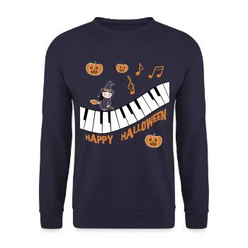 Black Witch with Witch Hat Pumpkin Wishes Happy Ha - Unisex Sweatshirt - navy - Front - Alina (178cm) & Michal (187cm)