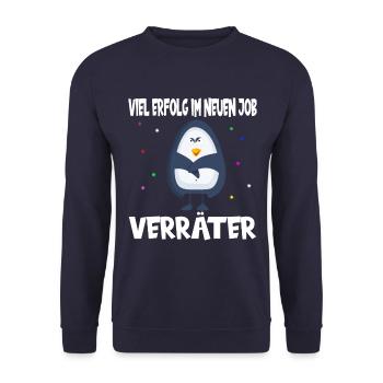 Viel Erfolg im neuen Job Verräter Abschied - Unisex Pullover - Navy - Vorne - Alina (178cm) & Michal (187cm)