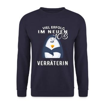 Viel Erfolg im neuen Job Verräterin Abschied - Unisex Pullover - Navy - Vorne - Alina (178cm) & Michal (187cm)