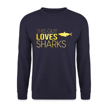 Type Shark Saying - Unisex Sweatshirt - navy - Front - Alina (178cm) & Michal (187cm)