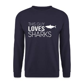 Type Shark Saying - Unisex Sweatshirt - navy - Front - Alina (178cm) & Michal (187cm)