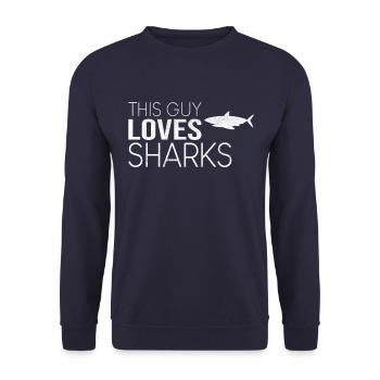 Type Shark Saying - Unisex Sweatshirt - navy - Front - Alina (178cm) & Michal (187cm)
