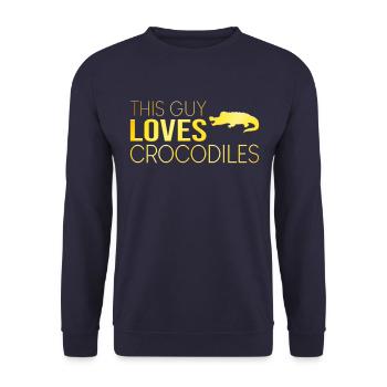 Type Crocodile Saying - Unisex Sweatshirt - navy - Front - Alina (178cm) & Michal (187cm)