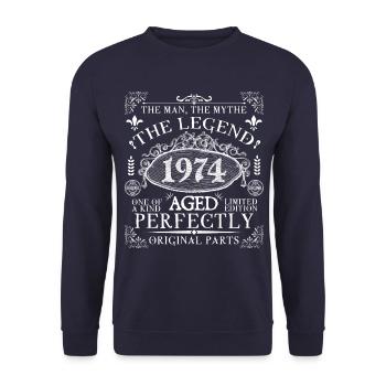 1974 Legend | Vintage Aged Perfectly 1974 - Unisex Sweatshirt - navy - Front - Alina (178cm) & Michal (187cm)