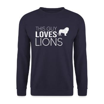 Type Lion Saying - Unisex Sweatshirt - navy - Front - Alina (178cm) & Michal (187cm)
