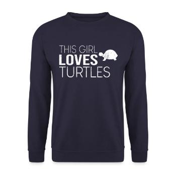 Mädchen Schildkröte Spruch - Unisex Pullover - Navy - Vorne - Alina (178cm) & Michal (187cm)