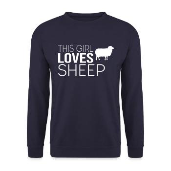 Mädchen Schaf Spruch - Unisex Pullover - Navy - Vorne - Alina (178cm) & Michal (187cm)