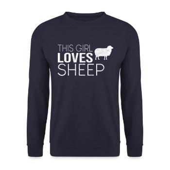 Mädchen Schaf Spruch - Unisex Pullover - Navy - Vorne - Alina (178cm) & Michal (187cm)