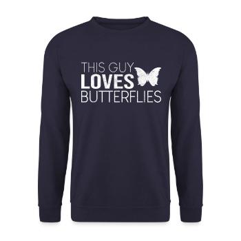 Typ Schmetterling Spruch - Unisex Pullover - Navy - Vorne - Alina (178cm) & Michal (187cm)