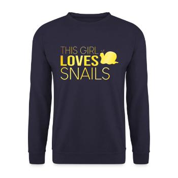 Mädchen Schnecke Spruch - Unisex Pullover - Navy - Vorne - Alina (178cm) & Michal (187cm)