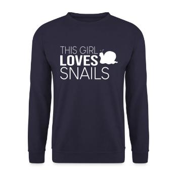 Mädchen Schnecke Spruch - Unisex Pullover - Navy - Vorne - Alina (178cm) & Michal (187cm)