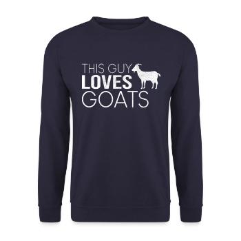 Typ Ziegen Spruch - Unisex Pullover - Navy - Vorne - Alina (178cm) & Michal (187cm)