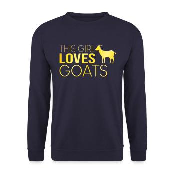 Mädchen Ziege Spruch - Unisex Pullover - Navy - Vorne - Alina (178cm) & Michal (187cm)
