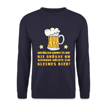 Natürlich kommt es auf die Größe an! Biertrinker - Unisex Pullover - Navy - Vorne - Alina (178cm) & Michal (187cm)