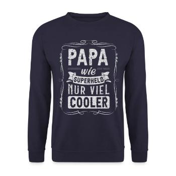 Papa Saying, Superhero, Vintage Look, Father's Day - Unisex Sweatshirt - navy - Front - Alina (178cm) & Michal (187cm)