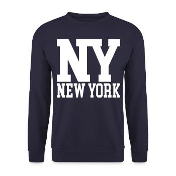 New York NY - Unisex Sweatshirt - navy - Front - Alina (178cm) & Michal (187cm)