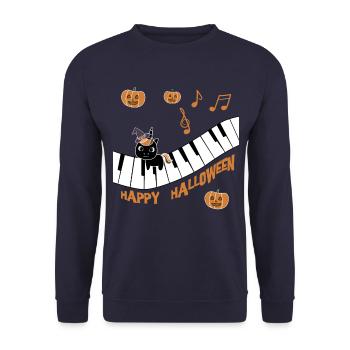 Black Unicorn wishes Happy Halloween - Unisex Sweatshirt - navy - Front - Alina (178cm) & Michal (187cm)