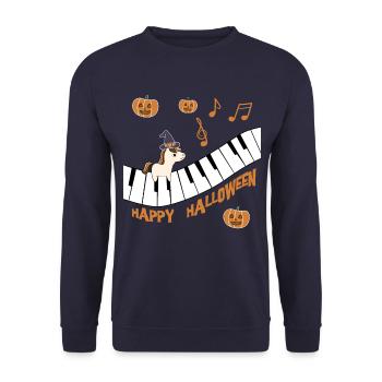 Cute horse foal wishes Happy Halloween - Unisex Sweatshirt - navy - Front - Alina (178cm) & Michal (187cm)