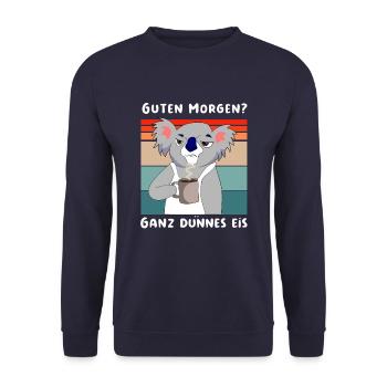 Guten Morgen? Ganz dünnes Eis Koala - Unisex Pullover - Navy - Vorne - Alina (178cm) & Michal (187cm)