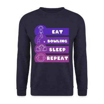 Eat Bowling Sleep Repeat Bowler - Unisex Sweatshirt - navy - Front - Alina (178cm) & Michal (187cm)