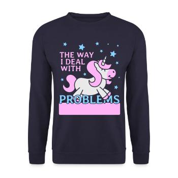 The Way I Deal With Problems - Unisex Sweatshirt - navy - Front - Alina (178cm) & Michal (187cm)