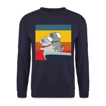 Chien mignon dans Titanic Pose Puppies - Sweat-shirt Unisexe - marine - Devant - Alina (178cm) & Michal (187cm)