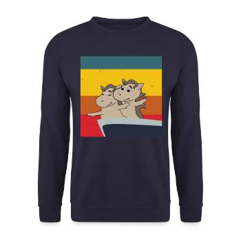 poulain de cheval mignon dans Titanic pose cheval mignon - Sweat-shirt Unisexe - marine - Devant - Alina (178cm) & Michal (187cm)