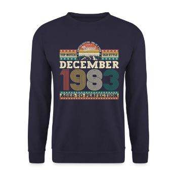 December Born 1983 39th birthday gift - Unisex Sweatshirt - navy - Front - Alina (178cm) & Michal (187cm)