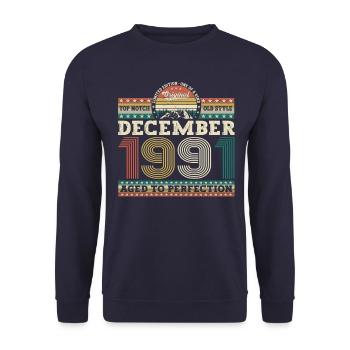 Décembre Né 1991 Cadeau de 31e anniversaire - Sweat-shirt Unisexe - marine - Devant - Alina (178cm) & Michal (187cm)
