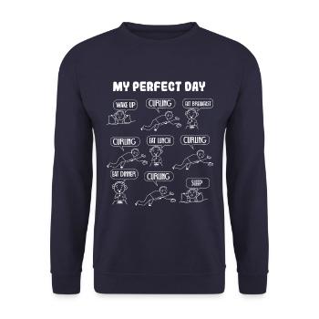 My perfect day curling - Unisex Pullover - Navy - Vorne - Alina (178cm) & Michal (187cm)