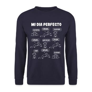 Mi día perfecto Curling - Unisex Pullover - Navy - Vorne - Alina (178cm) & Michal (187cm)