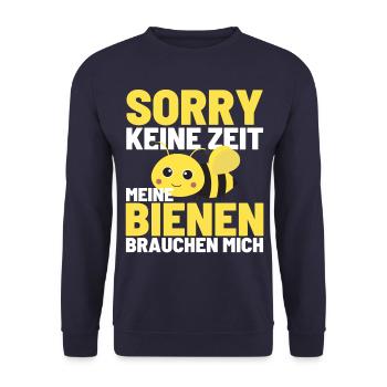 KEINE ZEIT MEIN VOLK BRAUCHT MICH Bienen Honig - Unisex Pullover - Navy - Vorne - Alina (178cm) & Michal (187cm)
