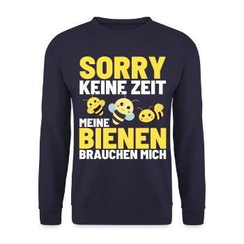 KEINE ZEIT MEIN VOLK BRAUCHT MICH Bienen Honig - Unisex Pullover - Navy - Vorne - Alina (178cm) & Michal (187cm)