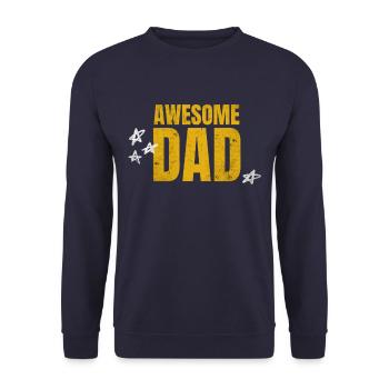 AWESOME DAD! Dad's Day Best Dad in the World - Unisex Sweatshirt - navy - Front - Alina (178cm) & Michal (187cm)