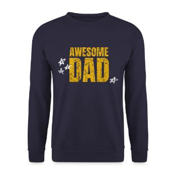 AWESOME DAD! Dad's Day Best Dad in the World - Unisex Sweatshirt - navy - Front - Alina (178cm) & Michal (187cm)