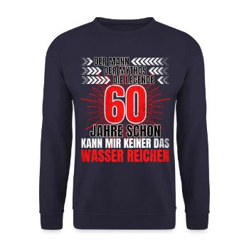 DER MANN! DER MYTHOS! DIE LEGENDE! 60 JAHRE! 60. - Unisex Pullover - Navy - Vorne - Alina (178cm) & Michal (187cm)